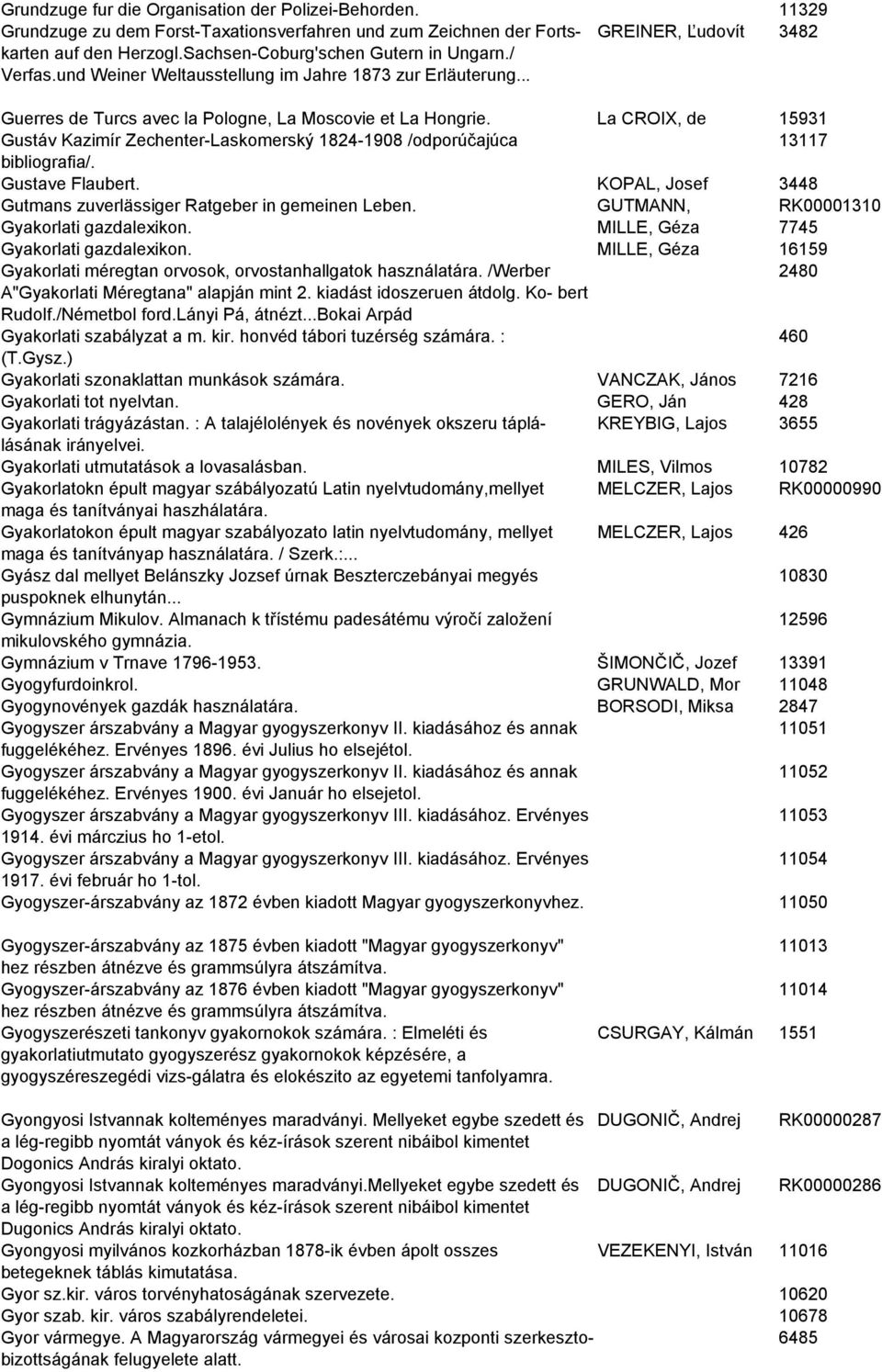 La CROIX, de 15931 Gustáv Kazimír Zechenter-Laskomerský 1824-1908 /odporúčajúca 13117 bibliografia/. Gustave Flaubert. KOPAL, Josef 3448 Gutmans zuverlässiger Ratgeber in gemeinen Leben.