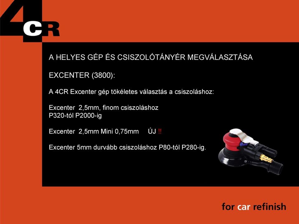 Excenter 2,5mm, finom csiszoláshoz P320-tól P2000-ig Excenter