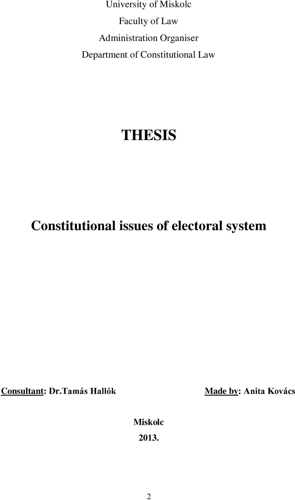 Constitutional issues of electoral system