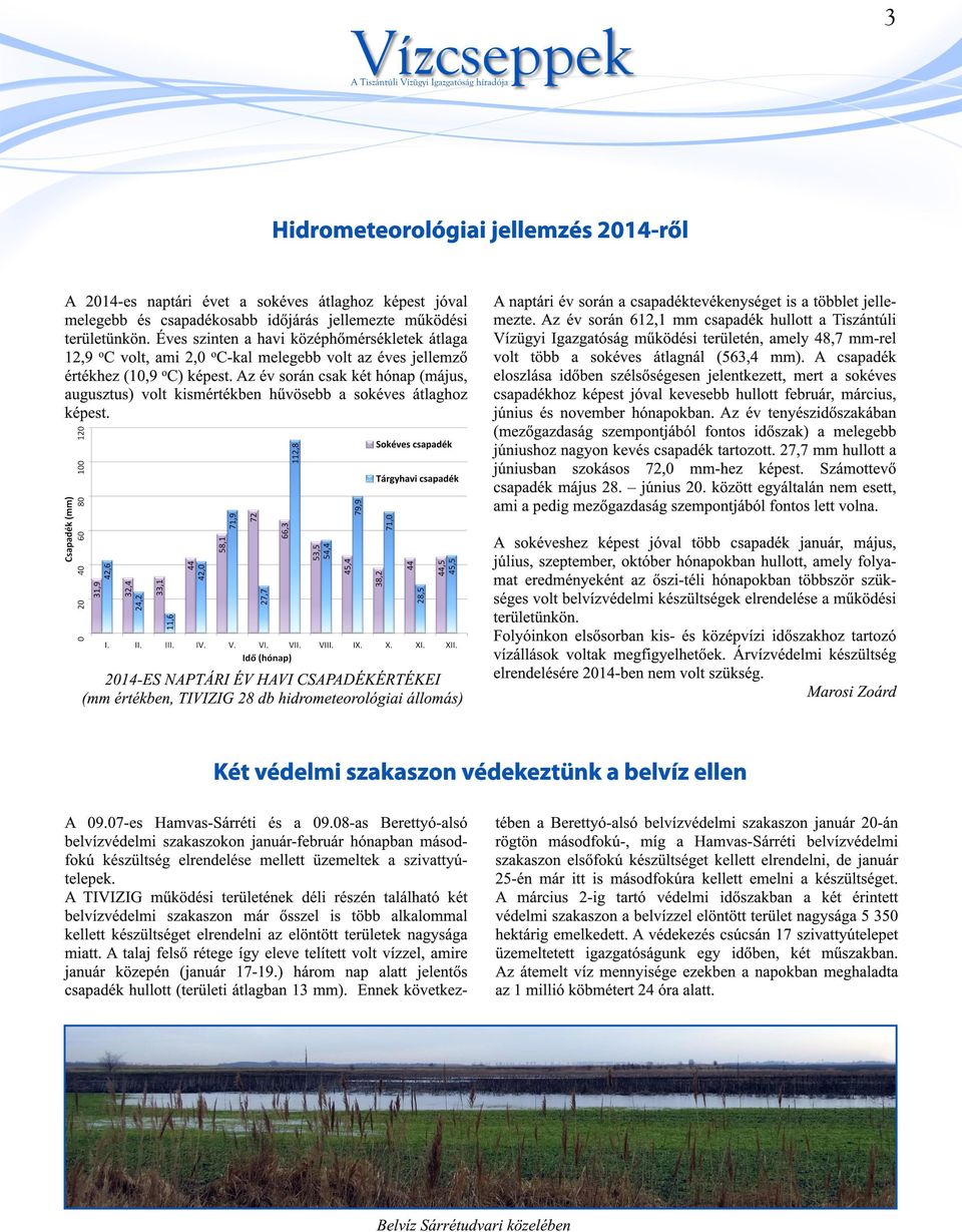 Az év során csak két hónap (május, augusztus) volt kismértékben hűvösebb a sokéves átlaghoz képest.