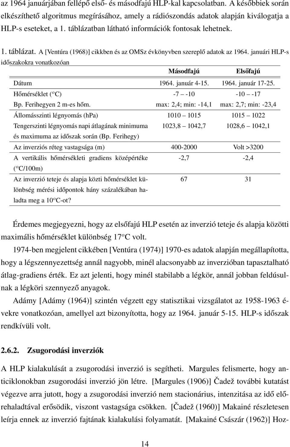 januári HLP-s időszakokra vonatkozóan Másodfajú Elsőfajú Dátum 1964. január 4-15. 1964. január 17-25. Hőmérséklet ( o C) -7-10 -10-17 Bp. Ferihegyen 2 m-es hőm.