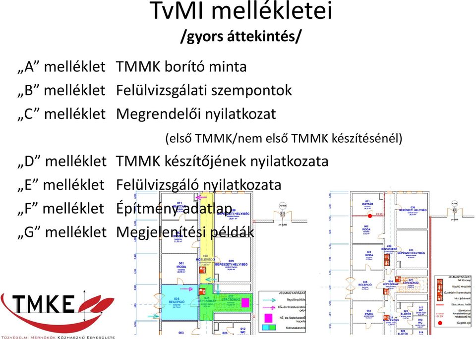 első TMMK készítésénél) D melléklet TMMK készítőjének nyilatkozata E melléklet