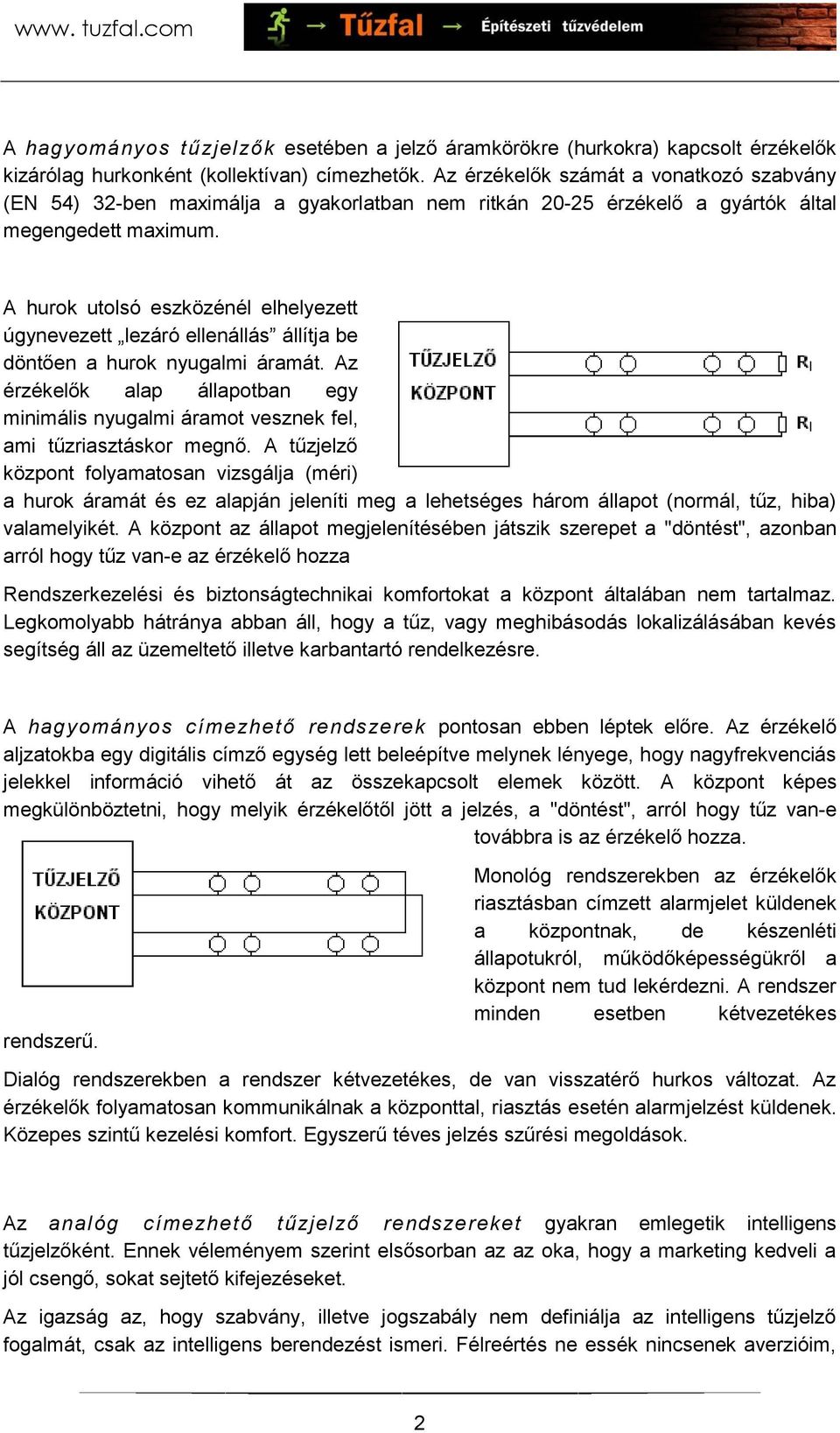 A hurok utolsó eszközénél elhelyezett úgynevezett lezáró ellenállás állítja be döntően a hurok nyugalmi áramát.