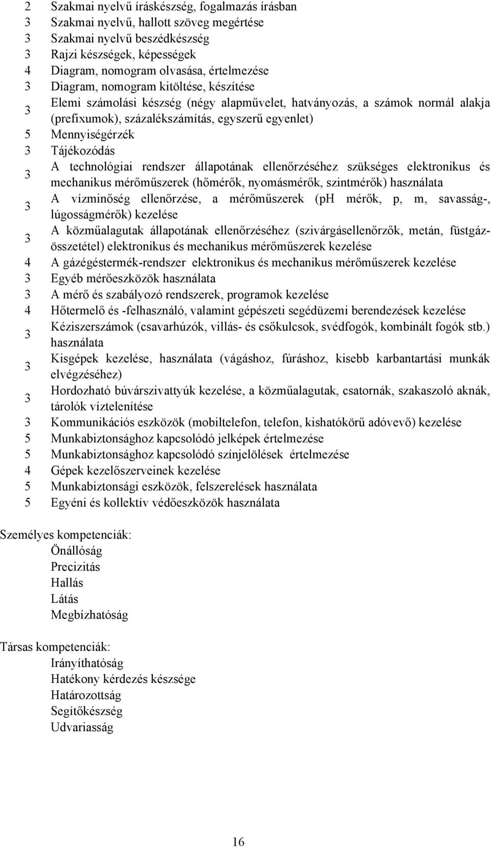 technológiai rendszer állapotának ellenőrzéséhez szükséges elektronikus és mechanikus mérőműszerek (hőmérők, nyomásmérők, szintmérők) használata A vízminőség ellenőrzése, a mérőműszerek (ph mérők, p,