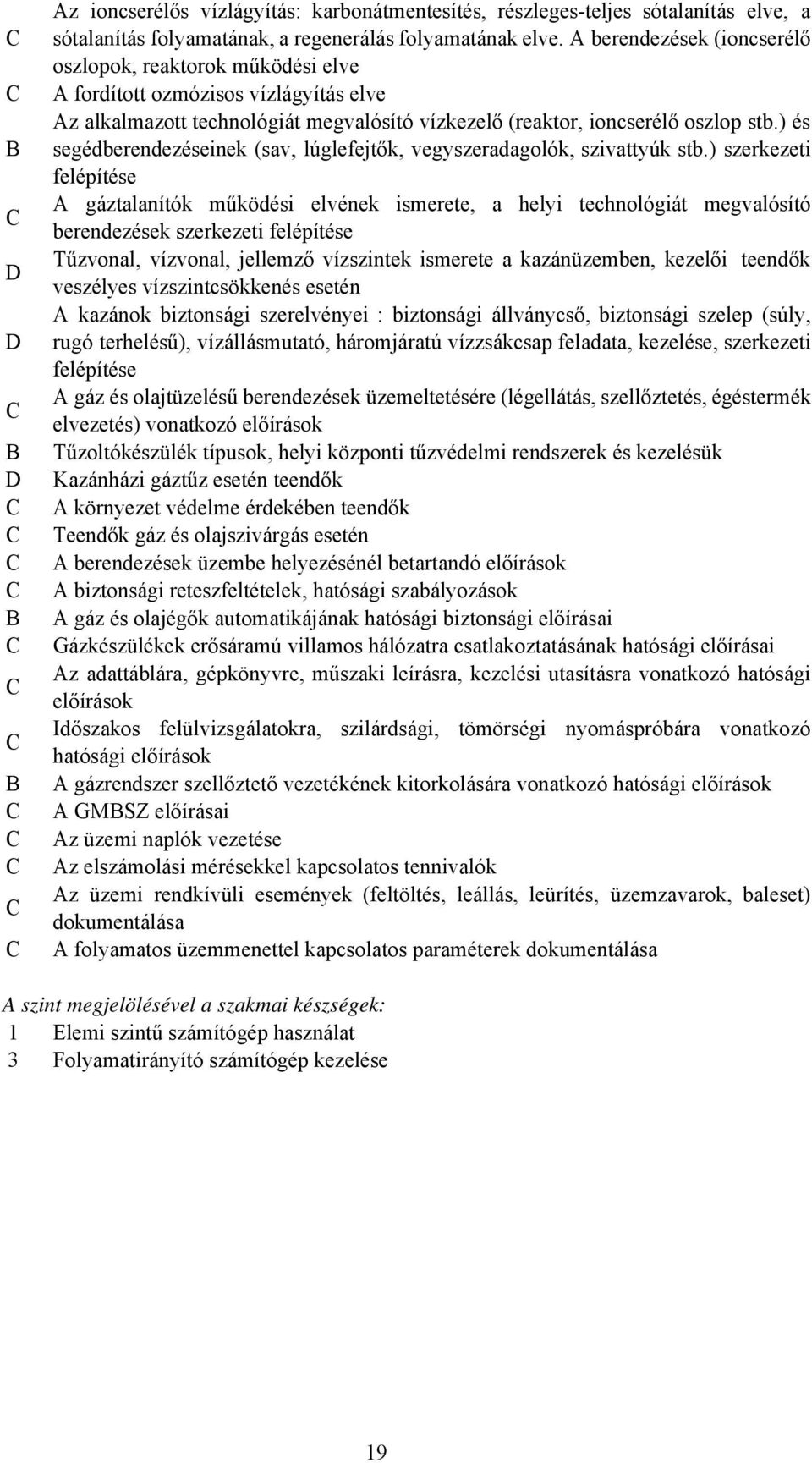 ) és segédberendezéseinek (sav, lúglefejtők, vegyszeradagolók, szivattyúk stb.