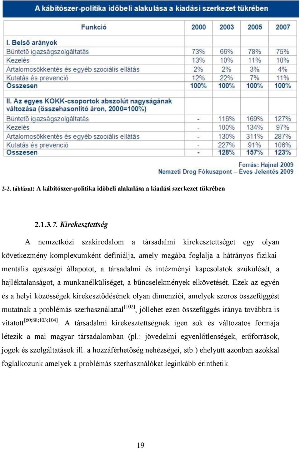 társadalmi és intézményi kapcsolatok szűkülését, a hajléktalanságot, a munkanélküliséget, a bűncselekmények elkövetését.