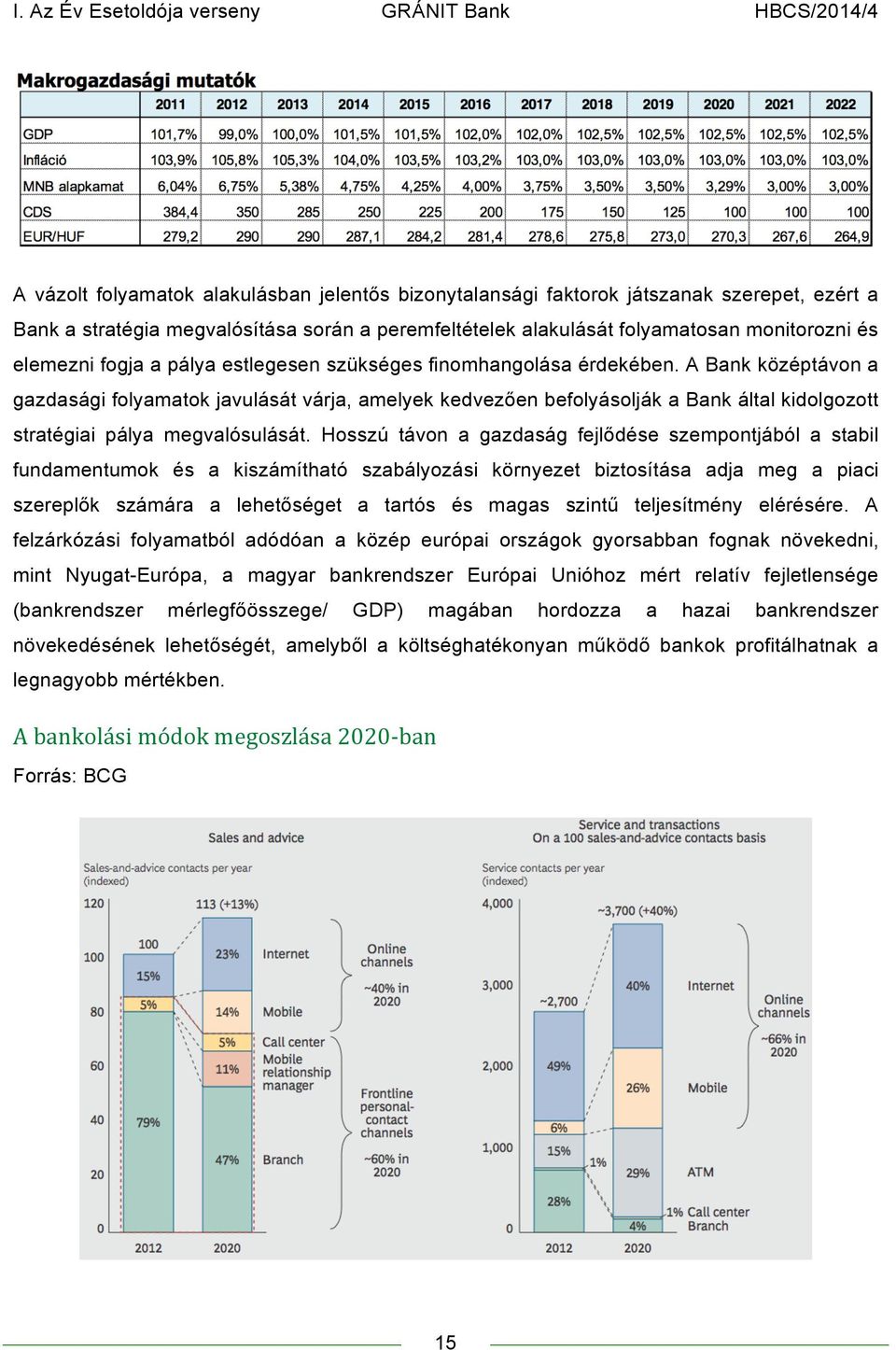 A Bank középtávon a gazdasági folyamatok javulását várja, amelyek kedvezően befolyásolják a Bank által kidolgozott stratégiai pálya megvalósulását.