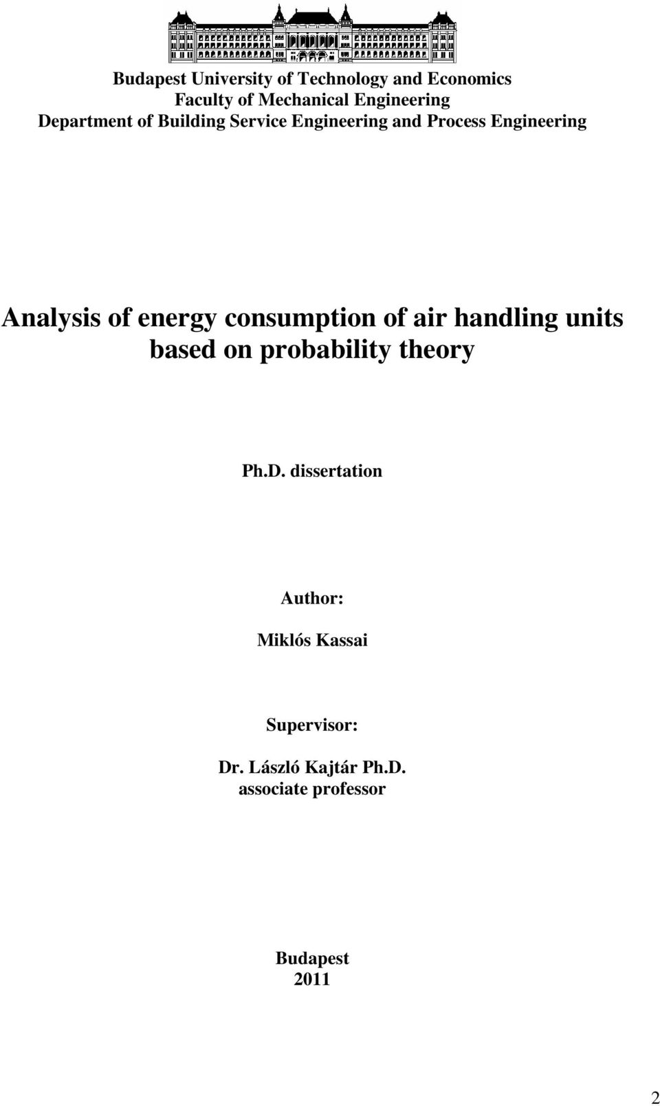 consumption of air handling units based on probability theory Ph.D.
