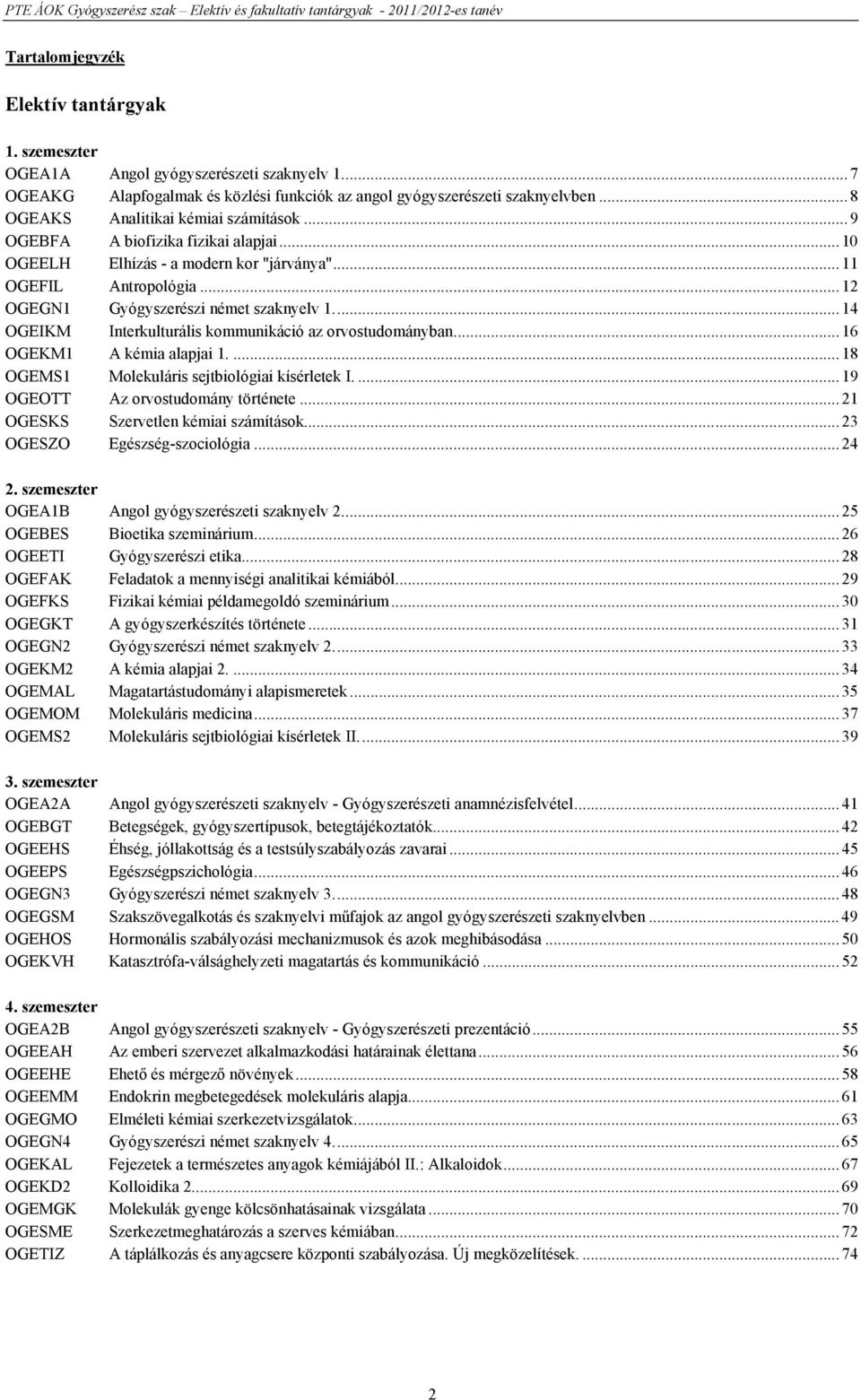 ..14 OGEIKM Interkulturális kommunikáció az orvostudományban...16 OGEKM1 A kémia alapjai 1....18 OGEMS1 Molekuláris sejtbiológiai kísérletek I....19 OGEOTT Az orvostudomány története.