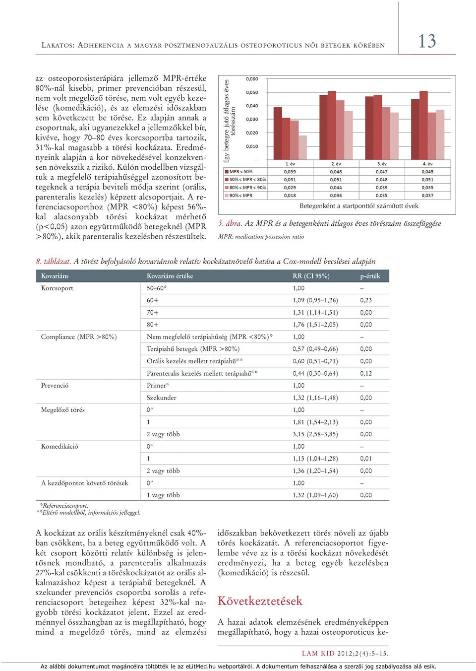 Ez alapján annak a csoportnak, aki ugyanezekkel a jellemzôkkel bír, kivéve, hogy 70 80 éves korcsoportba tartozik, 31%-kal magasabb a törési kockázata.