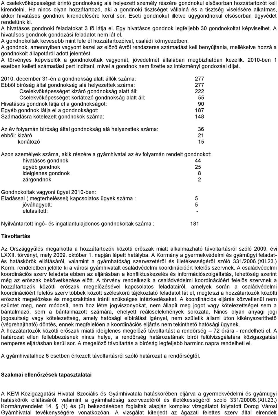 Eseti gondnokul illetve ügygondnokul elsősorban ügyvédet rendelünk ki. A hivatásos gondnoki feladatokat 3 fő látja el. Egy hivatásos gondnok legfeljebb 30 gondnokoltat képviselhet.