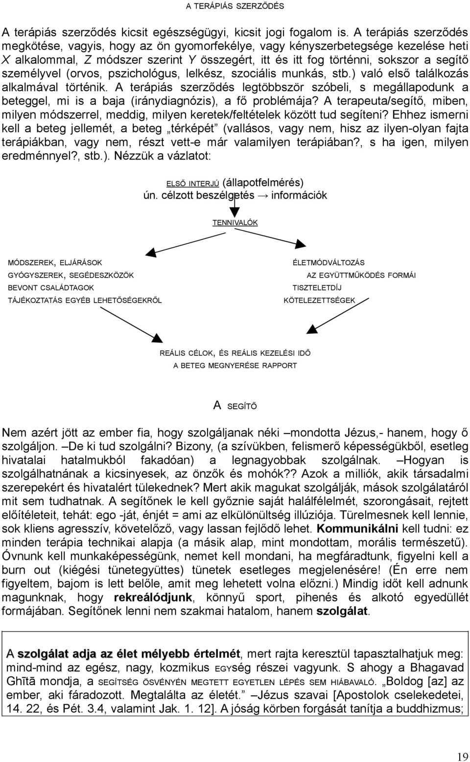 személyvel (orvos, pszichológus, lelkész, szociális munkás, stb.) való első találkozás alkalmával történik.