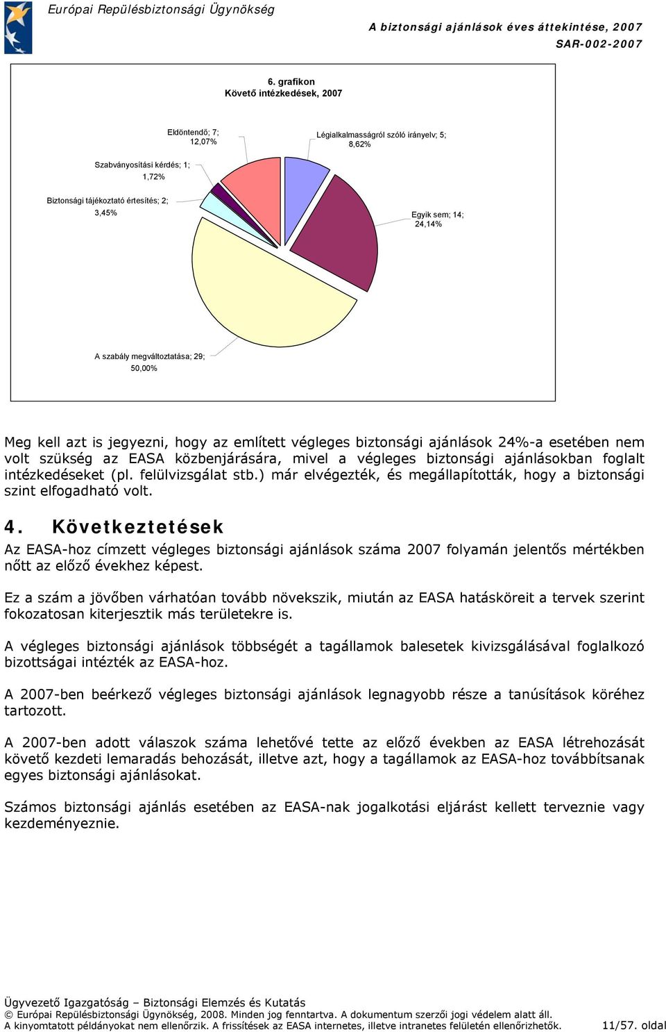 biztonsági ajánlásokban foglalt intézkedéseket (pl. felülvizsgálat stb.) már elvégezték, és megállapították, hogy a biztonsági szint elfogadható volt. 4.