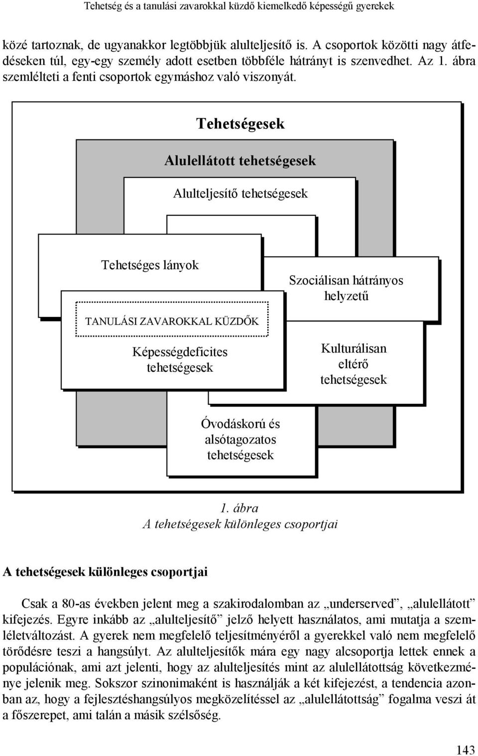 Tehetségesek Alulellátott tehetségesek Alulteljesítő tehetségesek Tehetséges lányok Szociálisan hátrányos helyzetű TANULÁSI ZAVAROKKAL KÜZDŐK Képességdeficites tehetségesek Kulturálisan eltérő