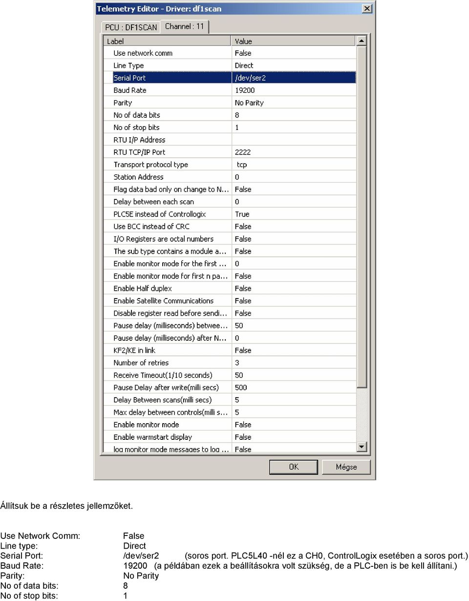 PLC5L40 -nél ez a CH0, ControlLogix esetében a soros port.