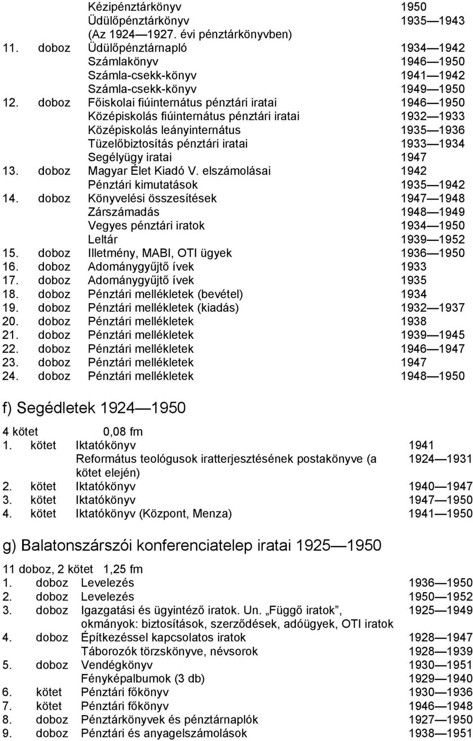 doboz Főiskolai fiúinternátus pénztári iratai 1946 1950 Középiskolás fiúinternátus pénztári iratai 1932 1933 Középiskolás leányinternátus 1935 1936 Tüzelőbiztosítás pénztári iratai 1933 1934