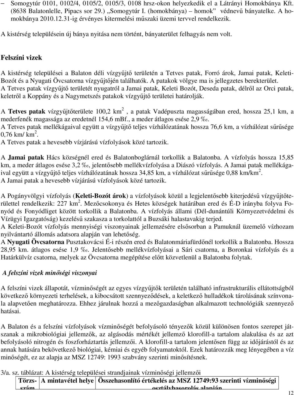 Felszíni vizek A kistérség települései a Balaton déli vízgyőjtı területén a Tetves patak, Forró árok, Jamai patak, Keleti- Bozót és a Nyugati Övcsatorna vízgyőjtıjén találhatók.