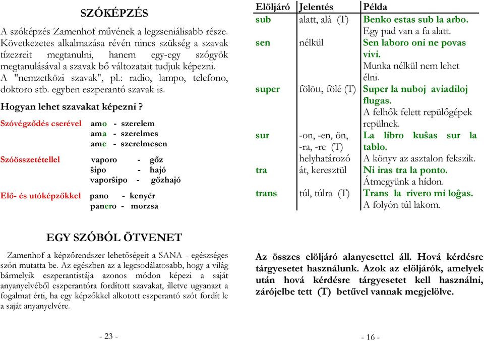 : radio, lampo, telefono, doktoro stb. egyben eszperantó szavak is. Hogyan lehet szavakat képezni?