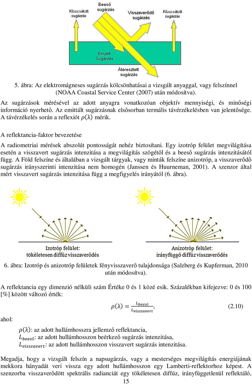 A távérzékelés során a reflexiót @:λ> mérik. A reflektancia-faktor bevezetése A radiometriai mérések abszolút pontosságát nehéz biztosítani.