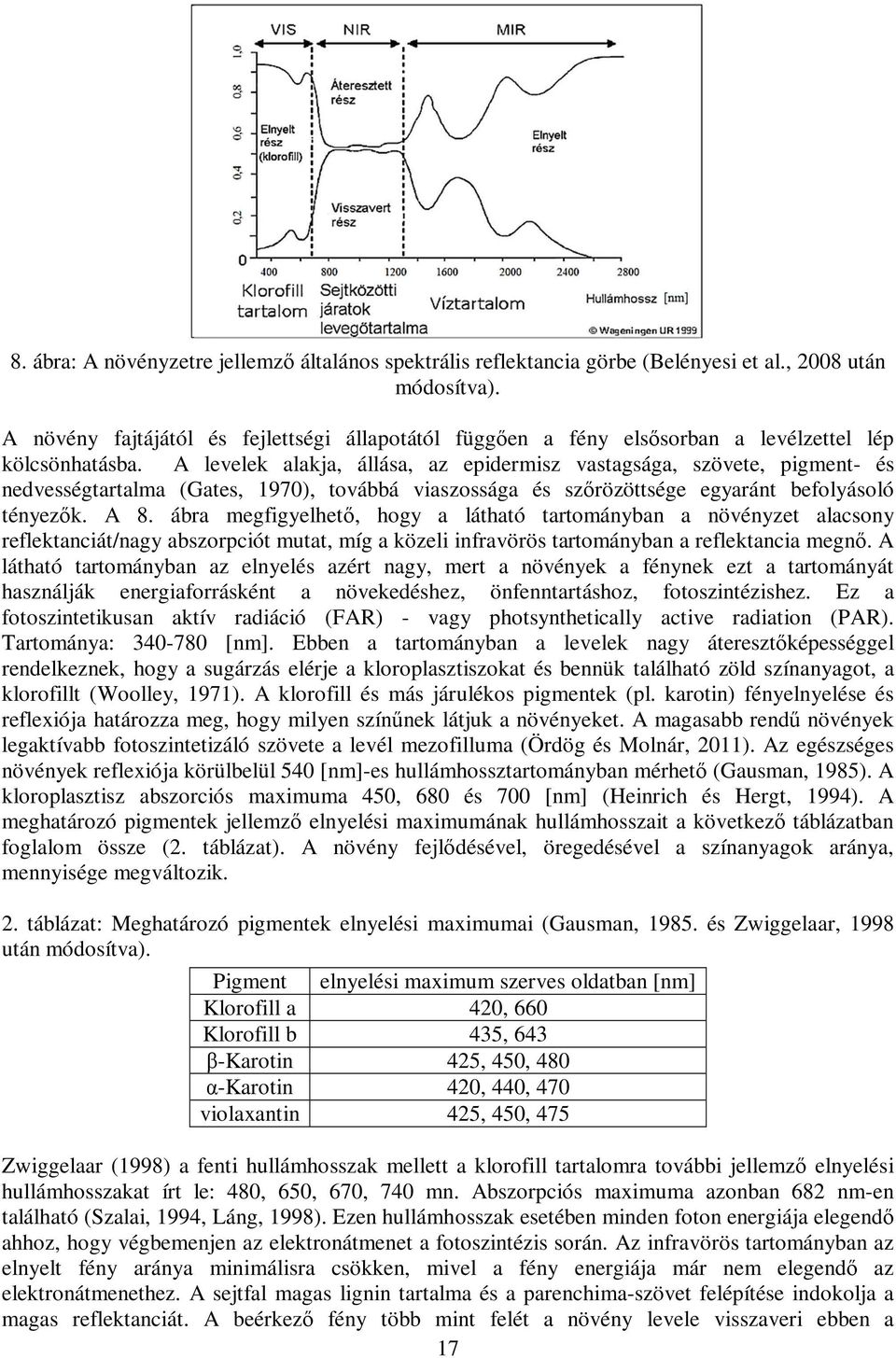 A levelek alakja, állása, az epidermisz vastagsága, szövete, pigment- és nedvességtartalma (Gates, 1970), továbbá viaszossága és szőrözöttsége egyaránt befolyásoló tényezők. A 8.