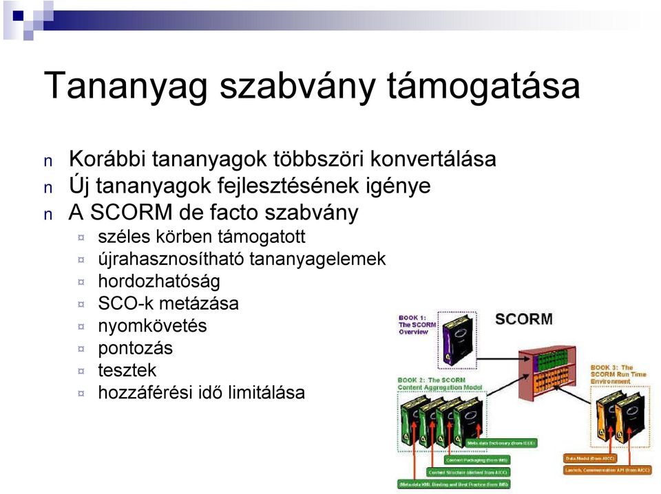 szabvány széles körben támogatott újrahasznosítható tananyagelemek