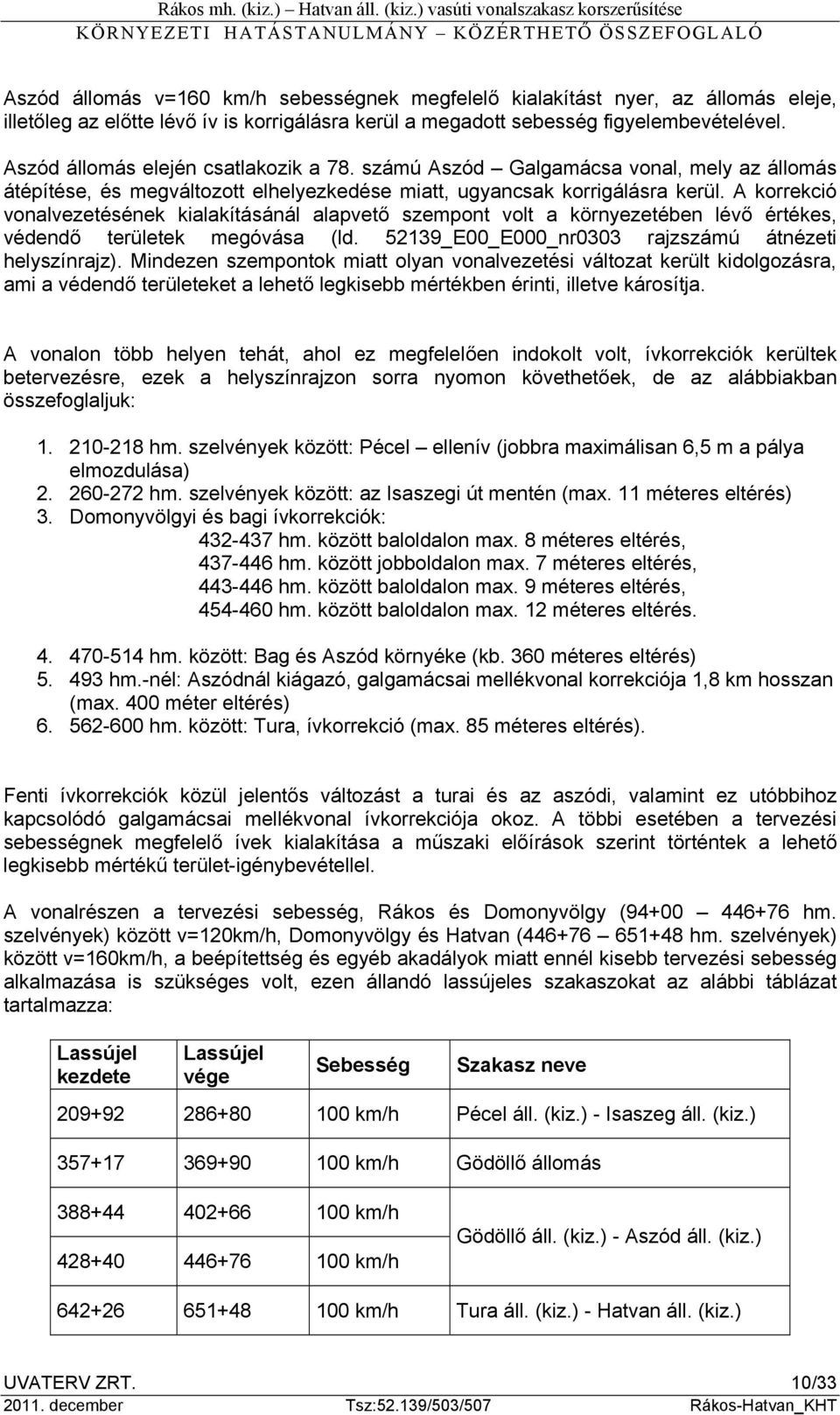 A korrekció vonalvezetésének kialakításánál alapvető szempont volt a környezetében lévő értékes, védendő területek megóvása (ld. 52139_E00_E000_nr0303 rajzszámú átnézeti helyszínrajz).