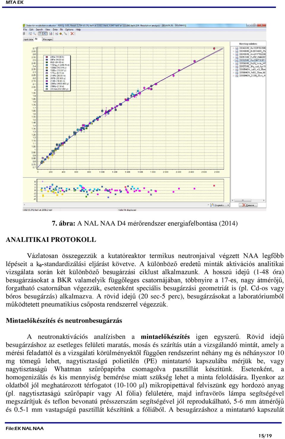 A különböző eredetű minták aktivációs analitikai vizsgálata során két különböző besugárzási ciklust alkalmazunk.