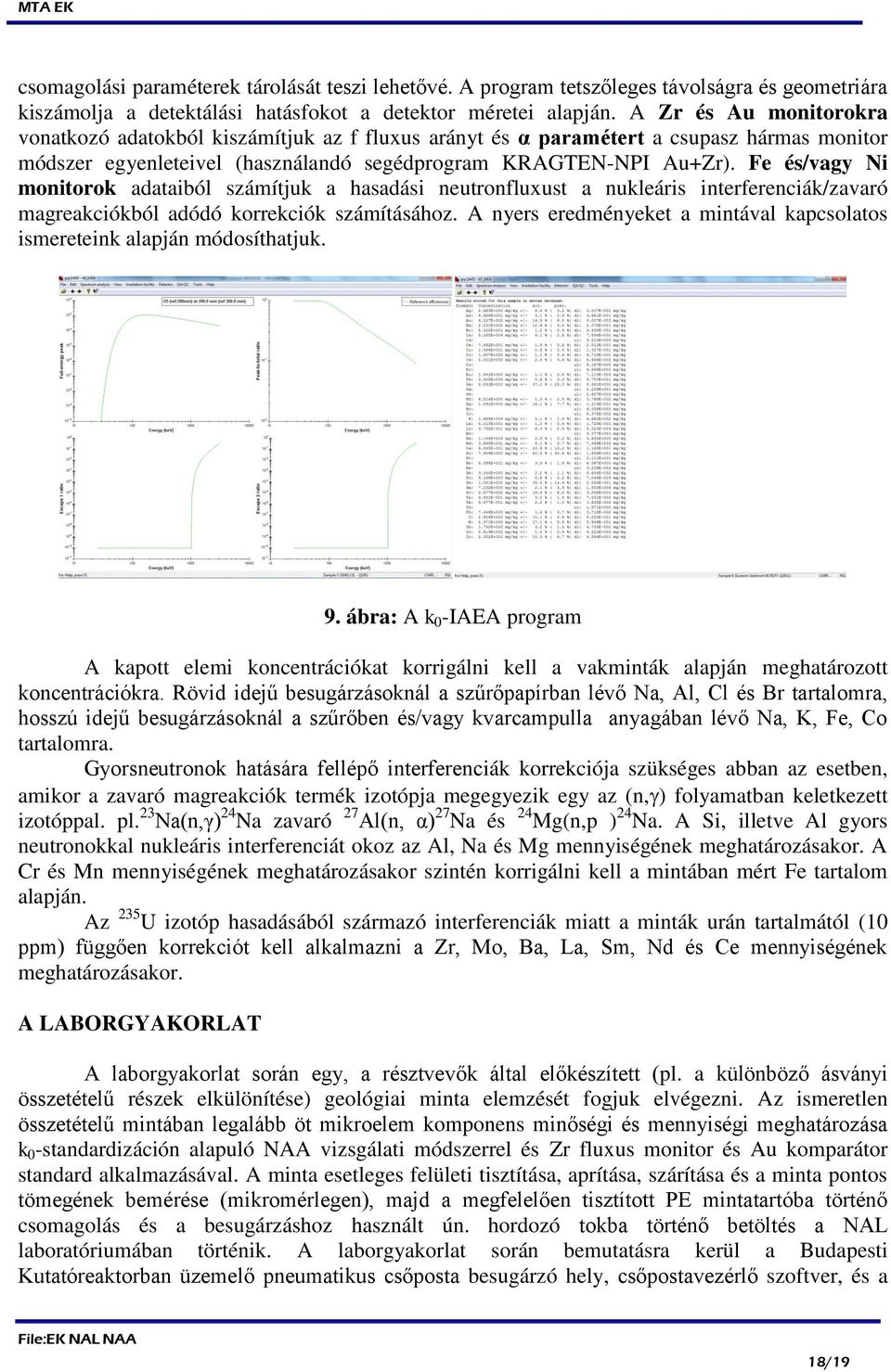 Fe és/vagy Ni monitorok adataiból számítjuk a hasadási neutronfluxust a nukleáris interferenciák/zavaró magreakciókból adódó korrekciók számításához.