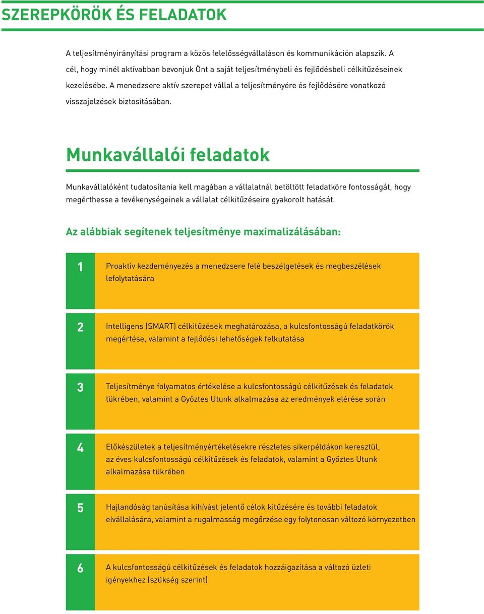 A menedzsere aktív szerepet vállal a teljesítményére és fejlődésére vonatkozó visszajelzések biztosításában.