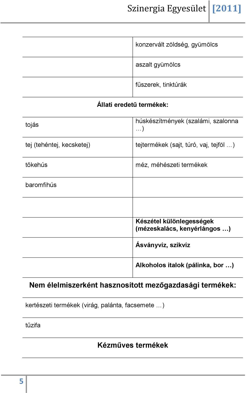 baromfihús Készétel különlegességek (mézeskalács, kenyérlángos ) Ásványvíz, szikvíz Alkoholos italok (pálinka, bor )