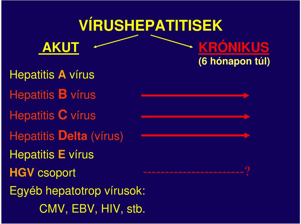 csoport Egyéb hepatotrop vírusok: VÍRUSHEPATITISEK CMV,