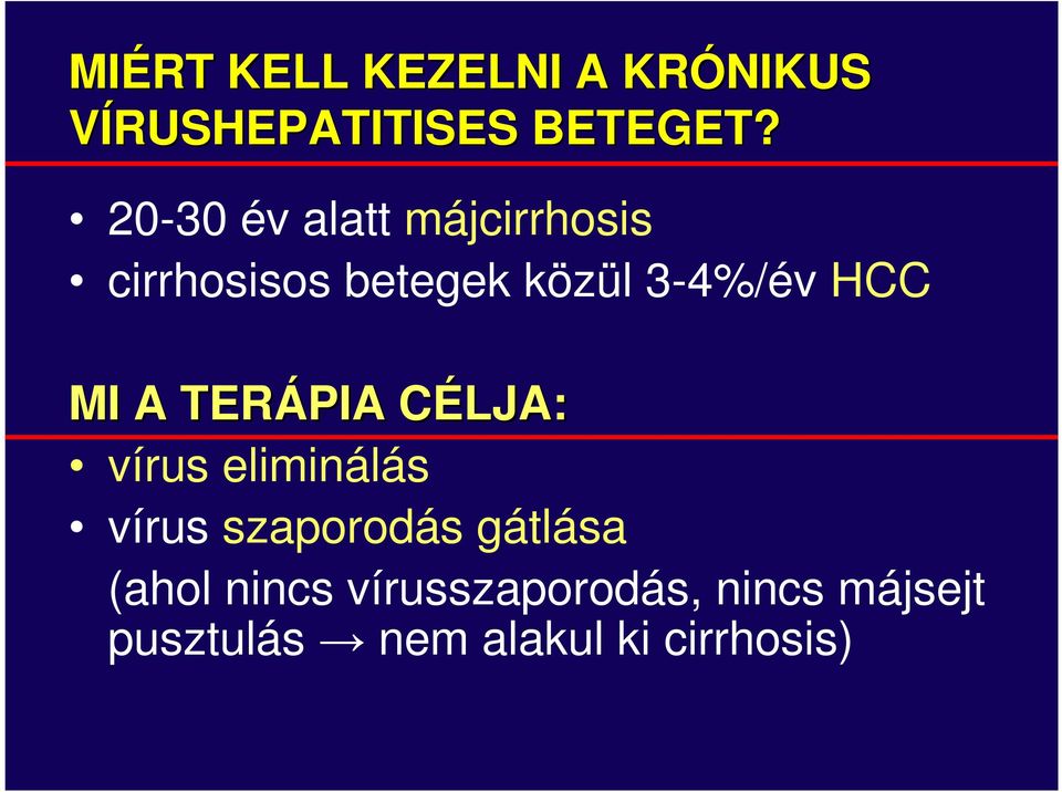 MI A TERÁPIA CÉLJA: C vírus eliminálás vírus szaporodás gátlása