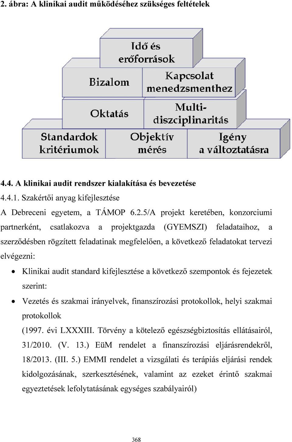 standard kifejlesztése a következő szempontok és fejezetek szerint: Vezetés és szakmai irányelvek, finanszírozási protokollok, helyi szakmai protokollok (1997. évi LXXXIII.