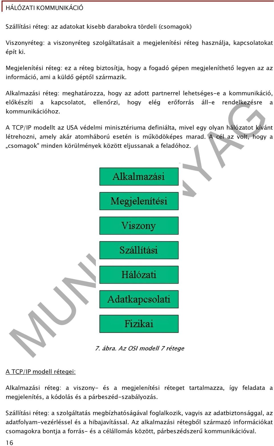 Alkalmazási réteg: meghatározza, hogy az adott partnerrel lehetséges-e a kommunikáció, előkészíti a kapcsolatot, ellenőrzi, hogy elég erőforrás áll-e rendelkezésre a kommunikációhoz.