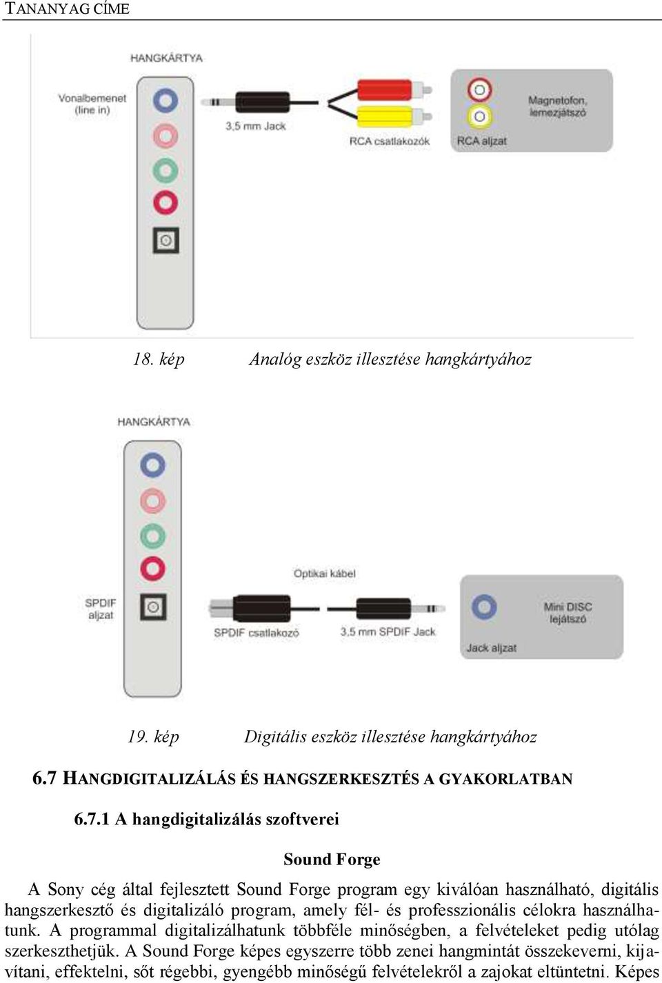 1 A hangdigitalizálás szoftverei Sound Forge A Sony cég által fejlesztett Sound Forge program egy kiválóan használható, digitális hangszerkesztő és