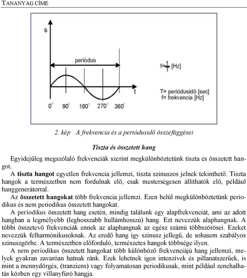 Az összetett hangokat több frekvencia jellemzi. Ezen belül megkülönböztetünk periodikus és nem periodikus összetett hangokat.