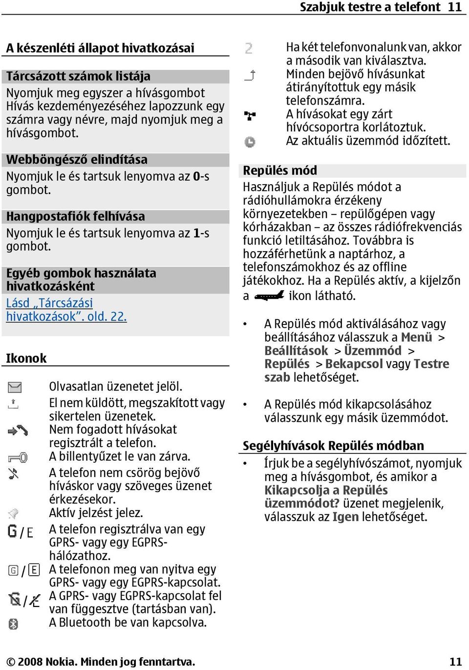 Egyéb gombok használata hivatkozásként Lásd Tárcsázási hivatkozások. old. 22. Ikonok Olvasatlan üzenetet jelöl. El nem küldött, megszakított vagy sikertelen üzenetek.