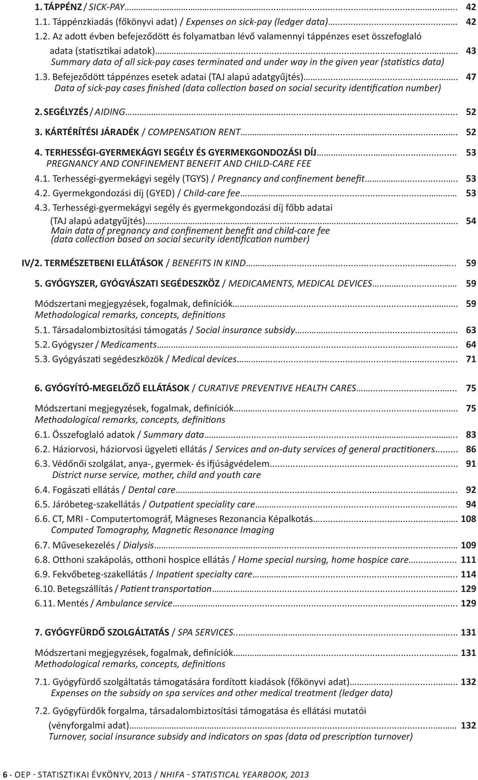 .... 47 Data of sick-pay cases finished (data collec on based on social security iden fica on number) 2. SEGÉLYZÉS / AIDING...... 52 3. KÁRTÉRÍTÉSI JÁRADÉK / COMPENSATION RENT....... 52 4.