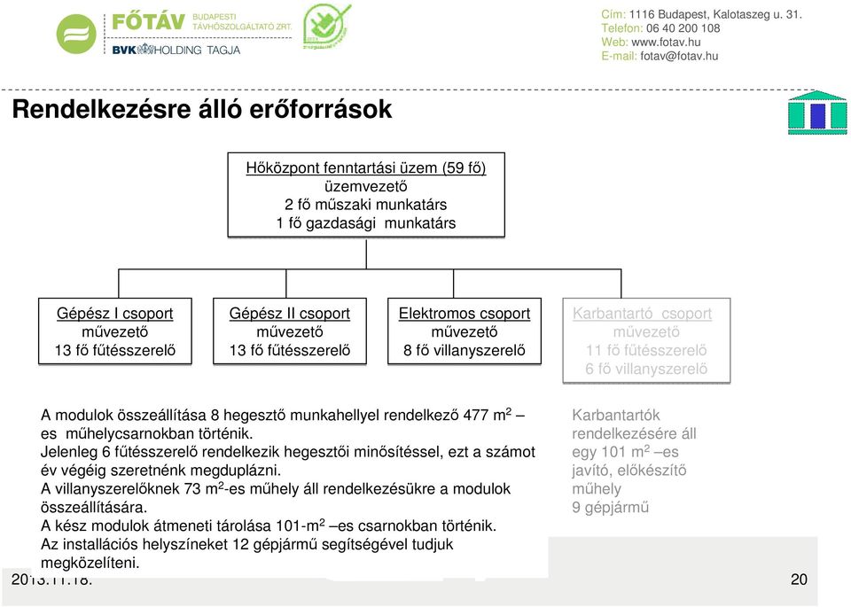 munkahellyel rendelkező 477 m 2 Karbantartók es műhelycsarnokban történik.