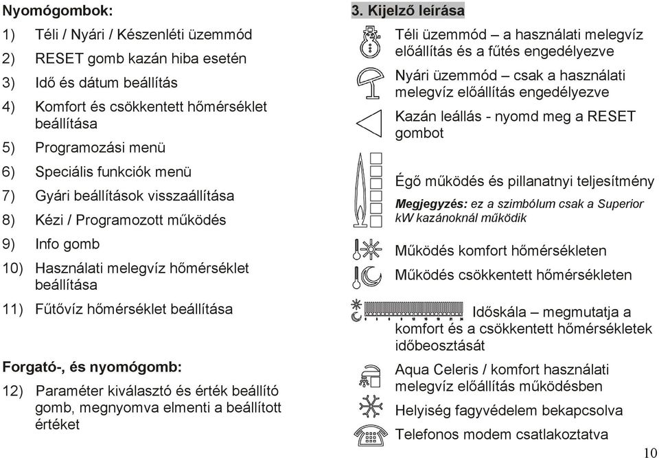 Paraméter kiválasztó és érték beállító gomb, megnyomva elmenti a beállított értéket 3.