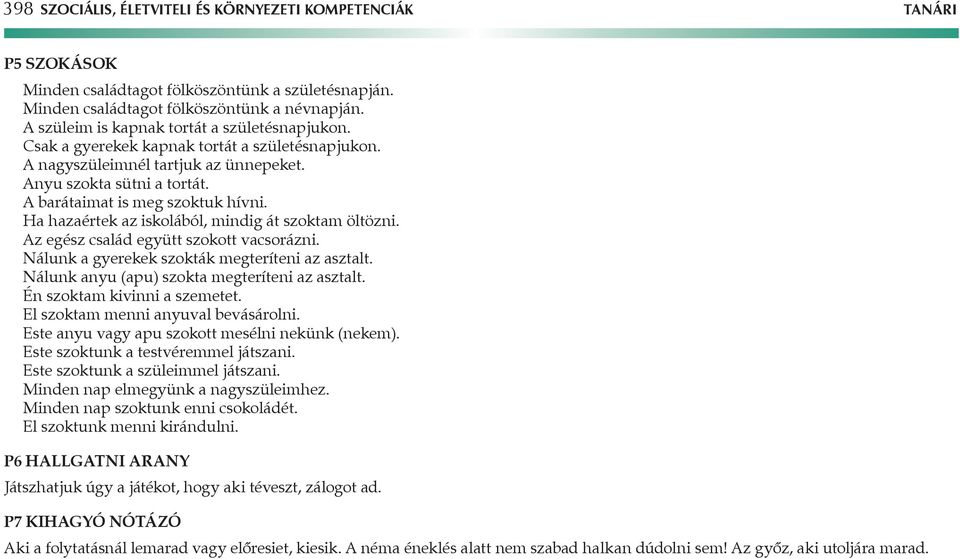 Ha hazaértek az iskolából, mindig át szoktam öltözni. z egész család együtt szokott vacsorázni. Nálunk a gyerekek szokták megteríteni az asztalt. Nálunk anyu (apu) szokta megteríteni az asztalt.