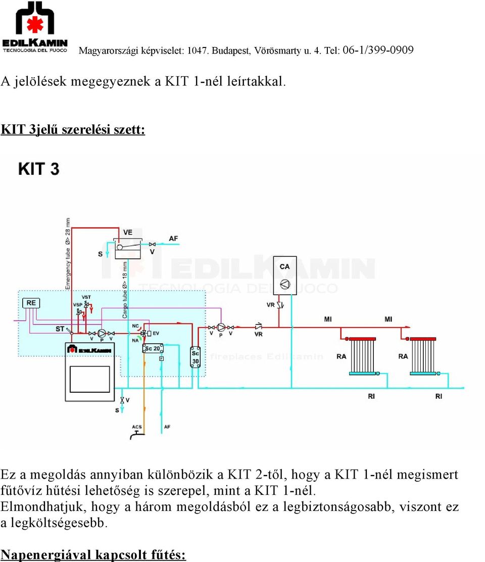 KIT 1-nél megismert fűtővíz hűtési lehetőség is szerepel, mint a KIT 1-nél.