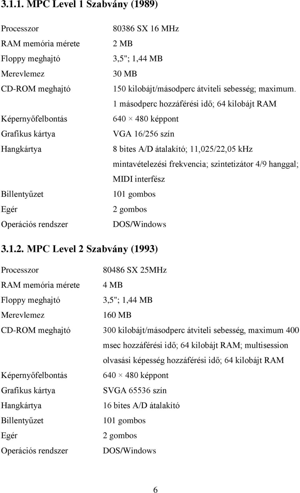 1 másodperc hozzáférési idő; 64 kilobájt RAM 640 480 képpont VGA 16/256 szín 8 bites A/D átalakító; 11,025/22,05 khz mintavételezési frekvencia; szintetizátor 4/9 hanggal; MIDI interfész 101 gombos 2