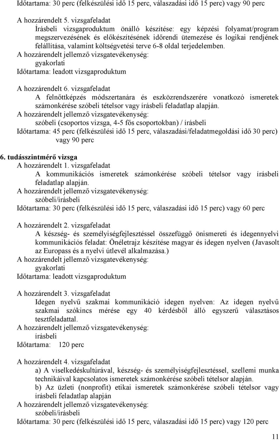 terve 6-8 oldal terjedelemben. gyakorlati Időtartama: leadott vizsgaproduktum A hozzárendelt 6.