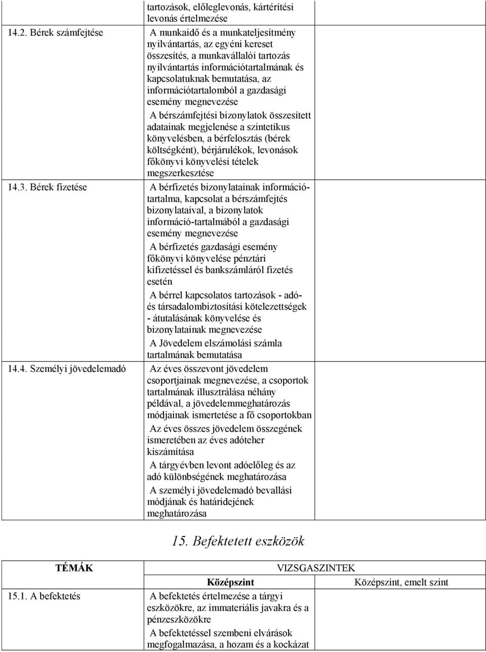információtartalomból a gazdasági esemény megnevezése A bérszámfejtési bizonylatok összesített adatainak megjelenése a szintetikus könyvelésben, a bérfelosztás (bérek költségként), bérjárulékok,