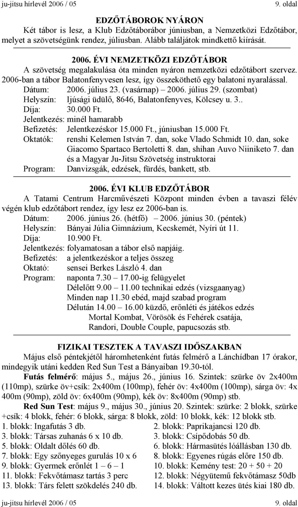 2006-ban a tábor Balatonfenyvesen lesz, így összeköthető egy balatoni nyaralással. Dátum: 2006. július 23. (vasárnap) 2006. július 29.