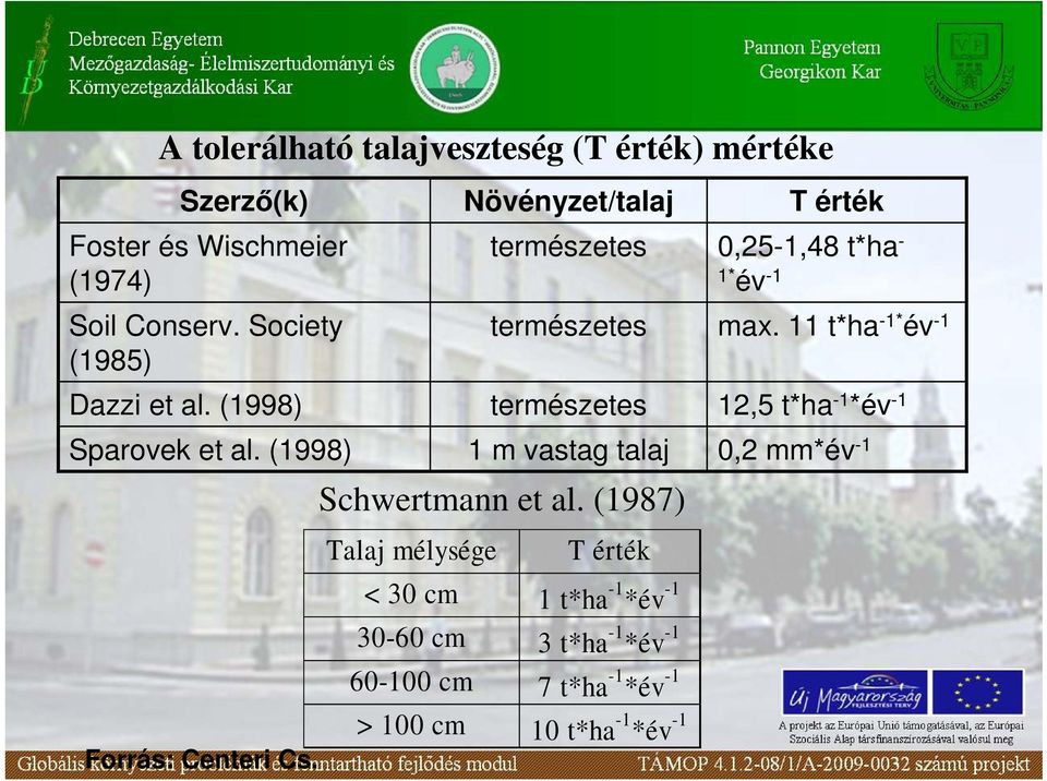 Növényzet/talaj természetes természetes természetes 1 m vastag talaj Schwertmann et al.