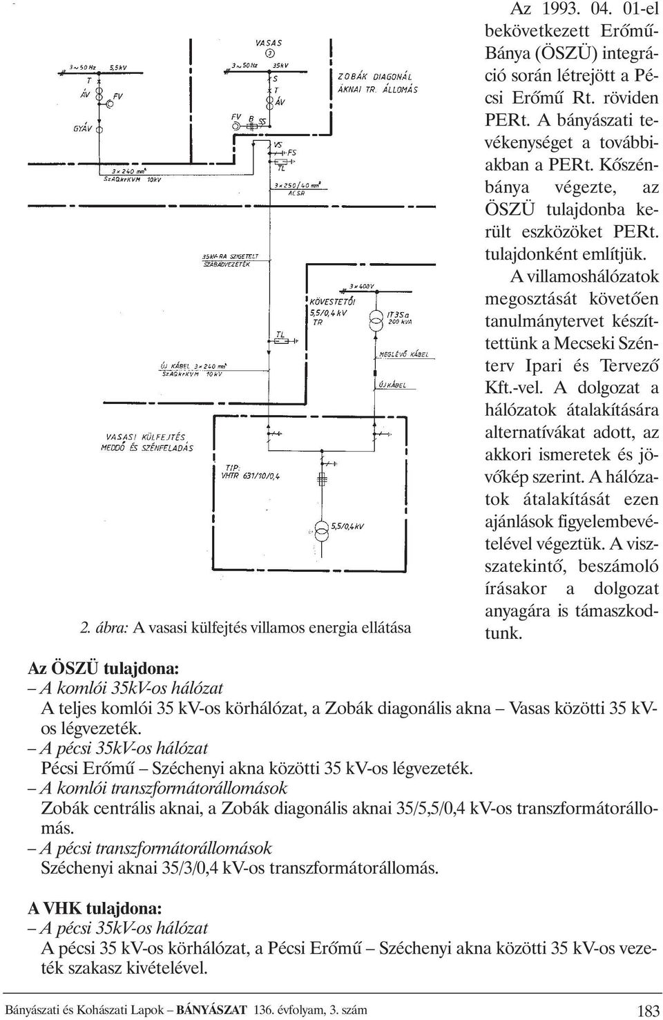 A villamoshálózatok megosztását követõen tanulmánytervet készíttettünk a Mecseki Szénterv Ipari és Tervezõ Kft.-vel.