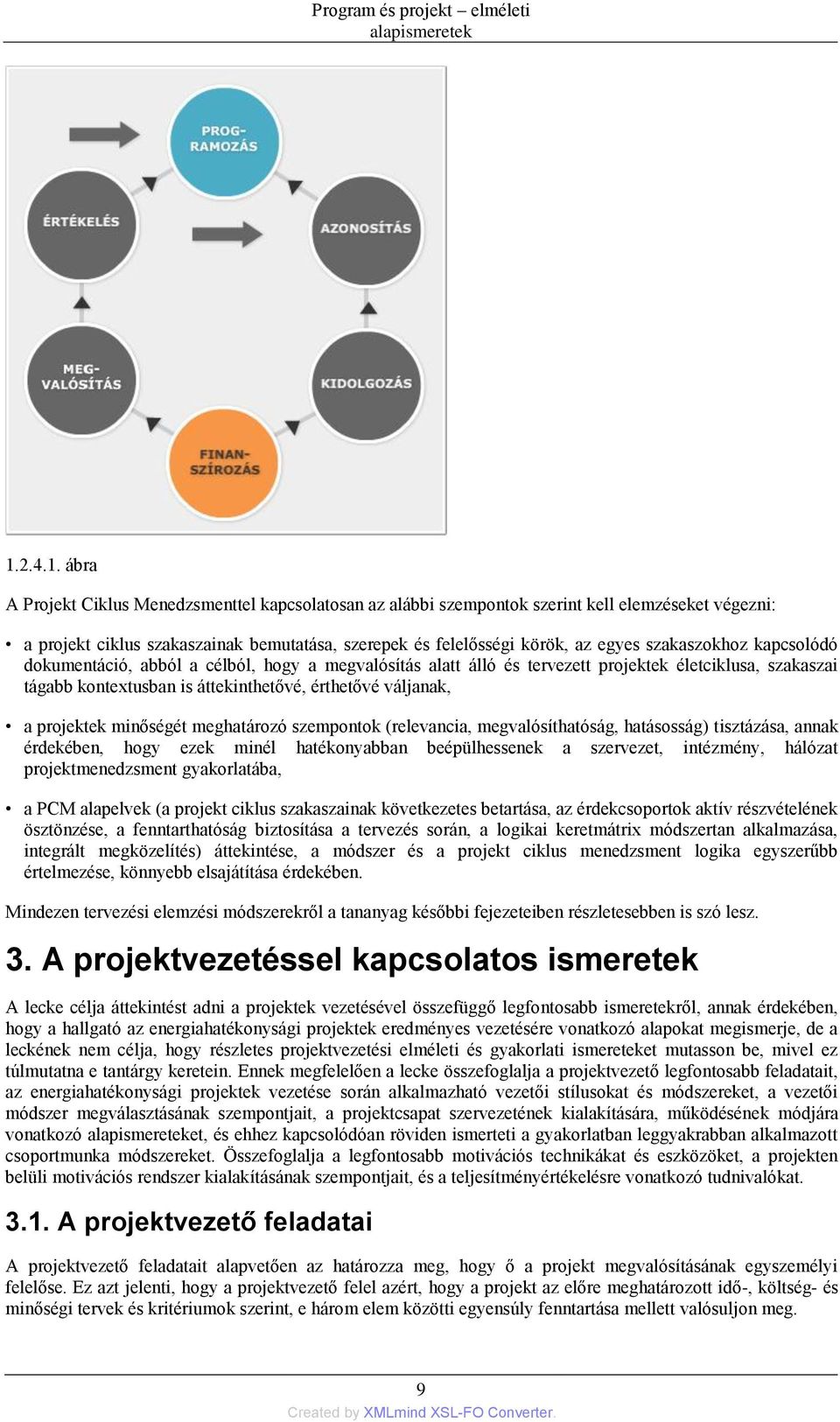 ábra A Projekt Ciklus Menedzsmenttel kapcsolatosan az alábbi szempontok szerint kell elemzéseket végezni: a projekt ciklus szakaszainak bemutatása, szerepek és felelősségi körök, az egyes