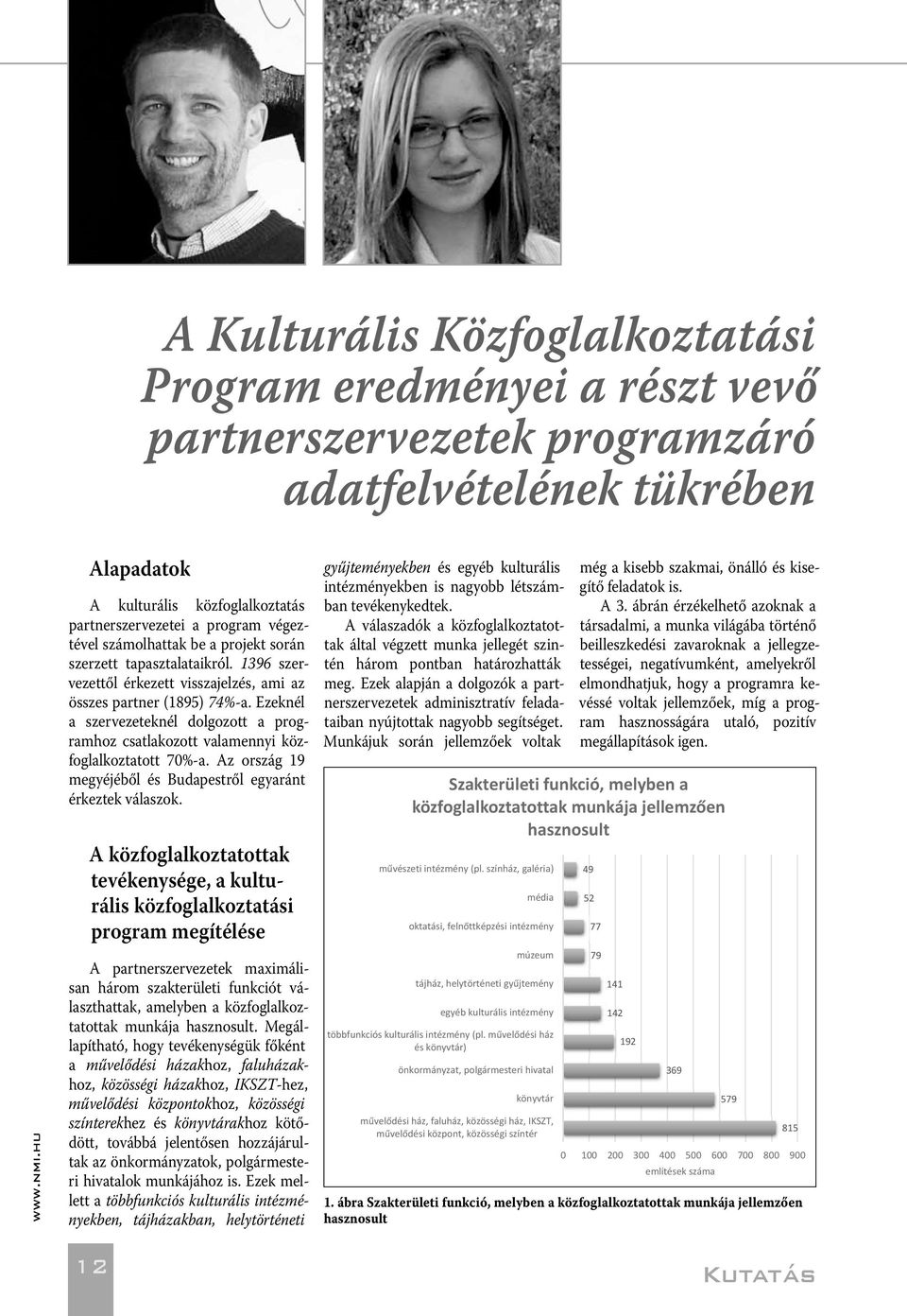 Ezeknél a szervezeteknél dolgozott a programhoz csatlakozott valamennyi közfoglalkoztatott 70%-a. Az ország 19 megyéjéből és Budapestről egyaránt érkeztek válaszok.